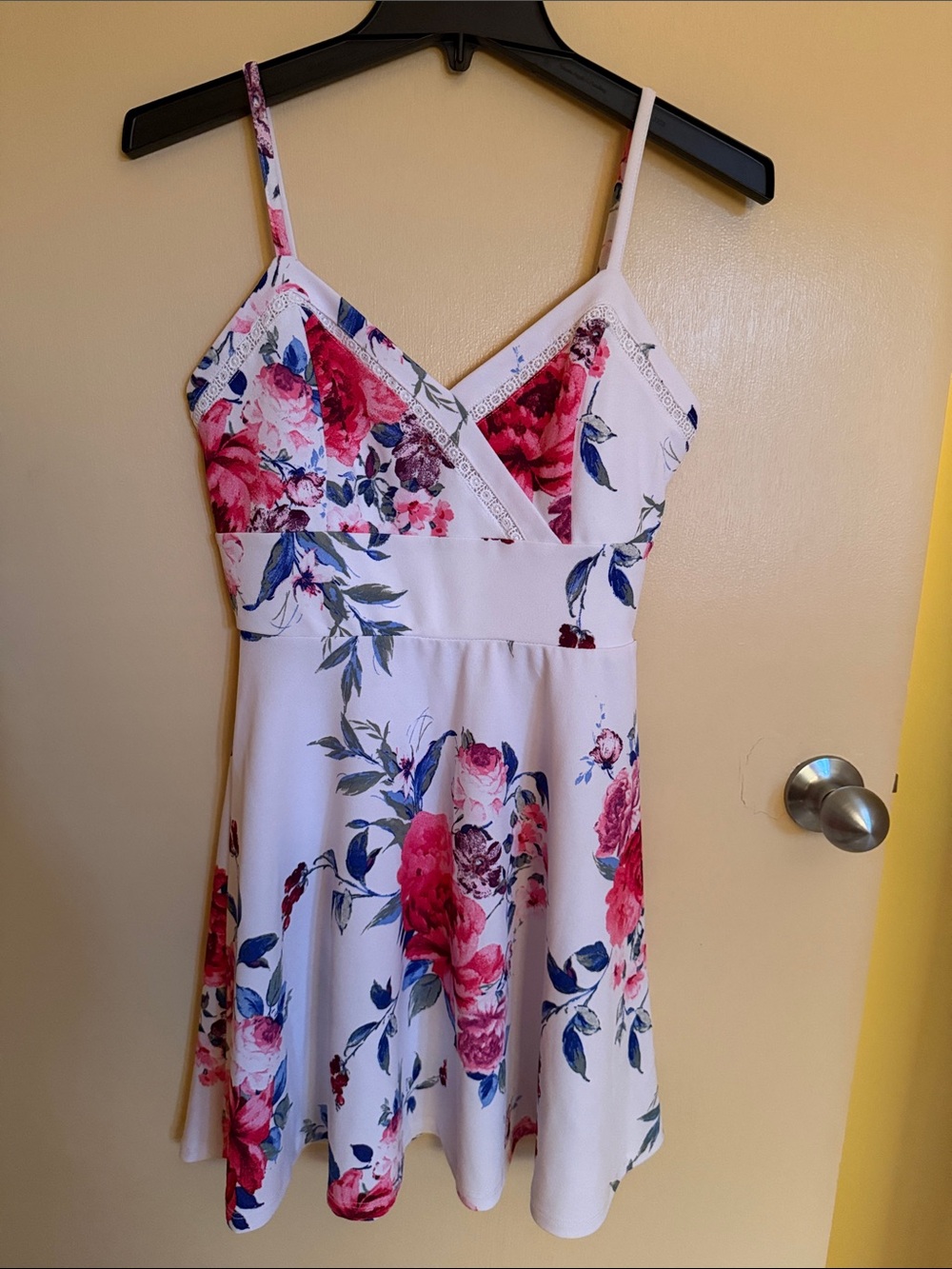 Trixxi White Mini Dress with Pink Floral Print